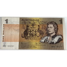 AUSTRALIA 1982 . ONE 1 DOLLAR BANKNOTE . ERROR . REGISTRATION SHIFT